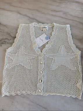 Capittana Women's Cream Knit Star Tank Top